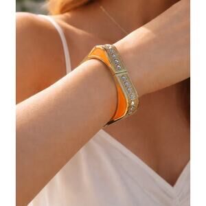 Sequin Orange Rhinestone Square Hinge Bangle New